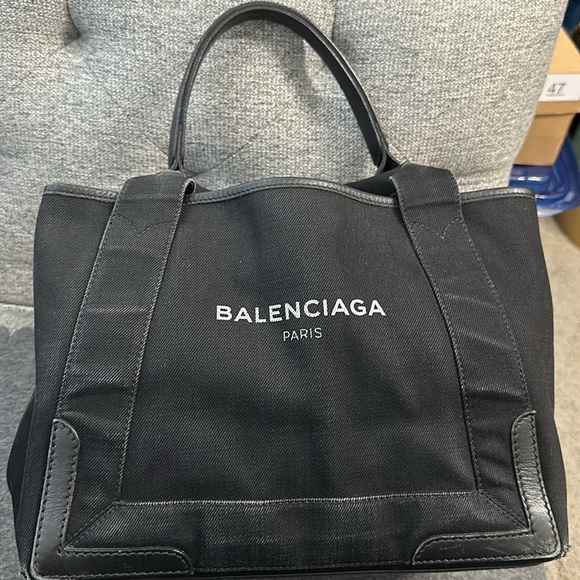 Balenciaga Cabas Black Denim/Leather Tote Bag with pouch - Picture 15 of 16